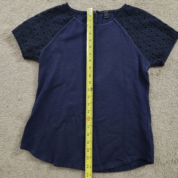 J Crew Short Sleeve Top with Lace Detail - Picture 9 of 10